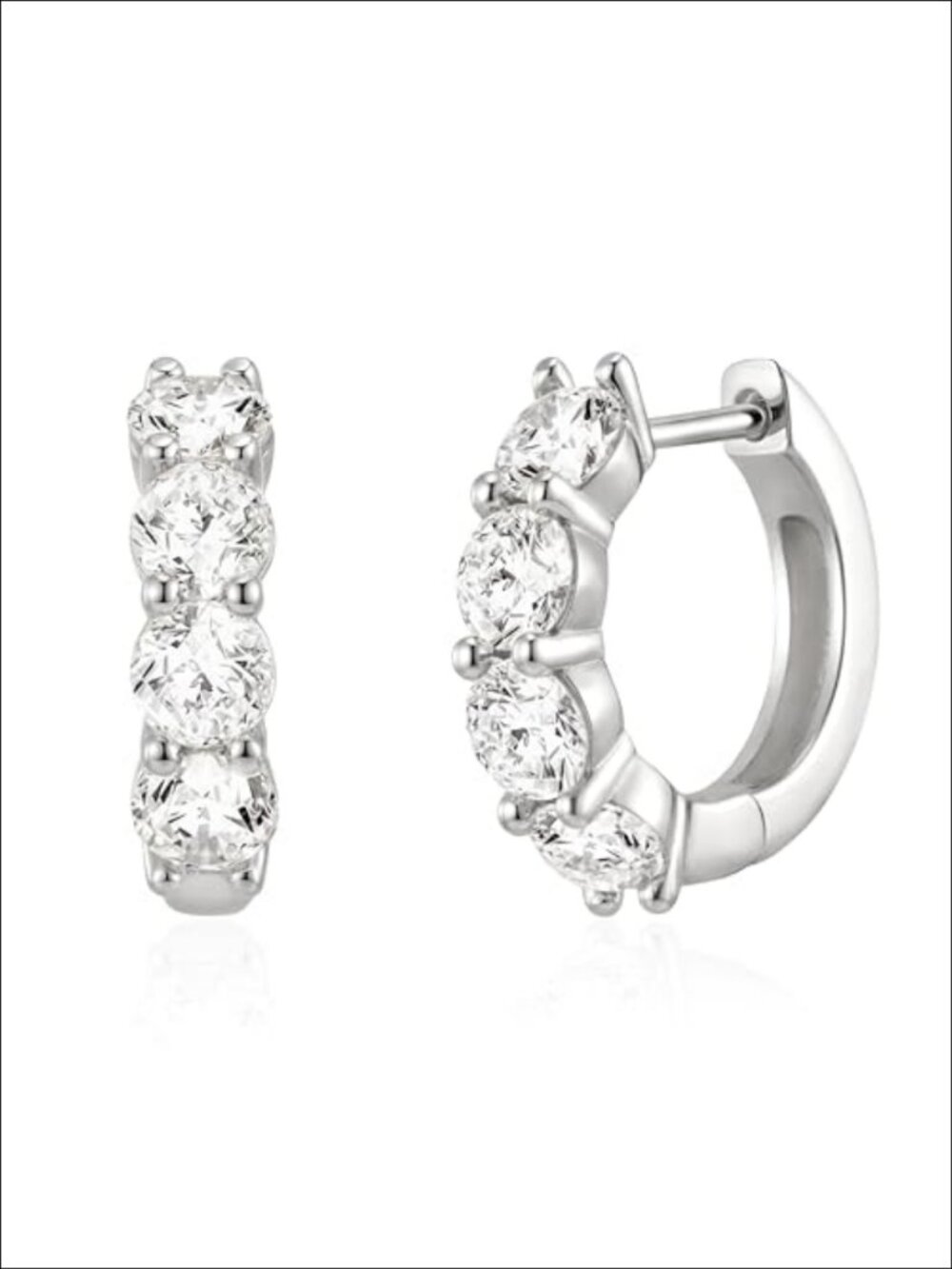 14k Gold Plated Huggie Earrings with Cubic Zirconia Stones